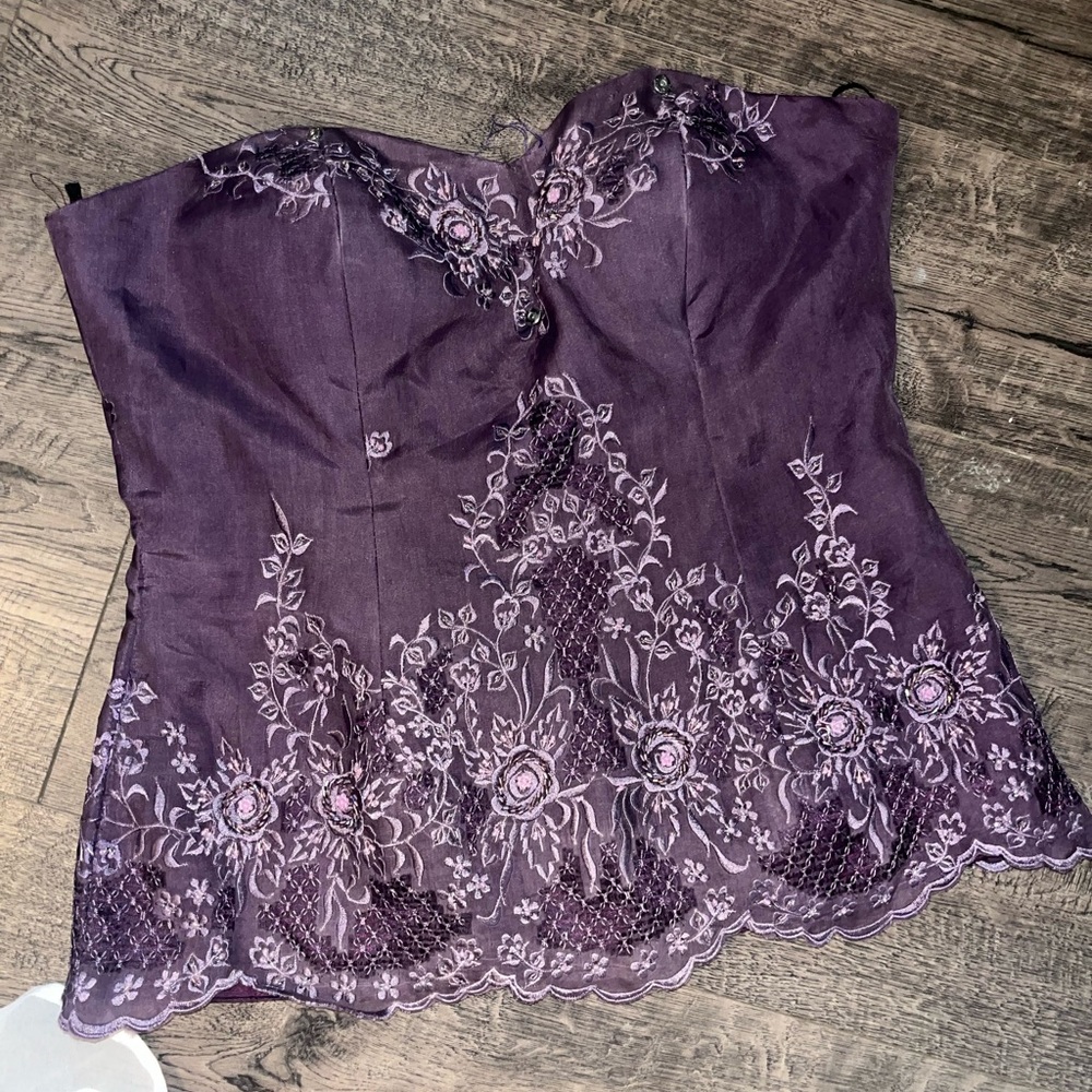 Purple Embellished Bustier Blouse